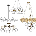 Various Modern Chandeliers With Gold Silver Frames And Sphere Decorations For Home 3d model
