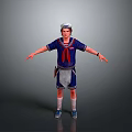 3D Character Outfit With Blue Uniform Red Scarf White Hat Belt Short Pants Socks And Shoes
