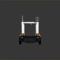 Yellow And White Modern Utility Vehicle With Open Rear Platform And Roof Mounted Equipment