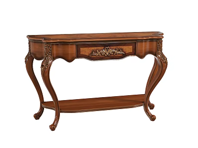 Solid Wood Console Table With Ornate Carvings Single Drawer And Decorative Legs 3d model