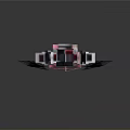 Decorative Sword with Red Blade Silver Hilt and 3D Model Design on Dark Background