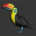 Vibrant Flying Toucan Bird With Colorful Beak Yellow Body And Blue Feet