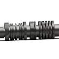 Mechanical Metal Shaft with Multiple Annular Gear-like Rings as Industrial Equipment Component