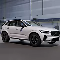 White Volvo SUV With Modern Design And Black Wheels In Spacious Industrial Hall