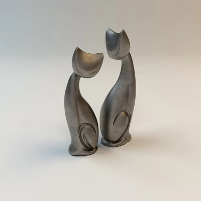 Decorative Cat Shaped Ornament Set Silver Modern for Home Interior Decoration 3d model