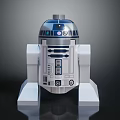 Lego Style Blue And White Droid Figure With Dome Head And Mechanical Details