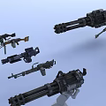 Various Military Weapons Collection Featuring Machine Guns Rifles And Heavy Artillery Designs