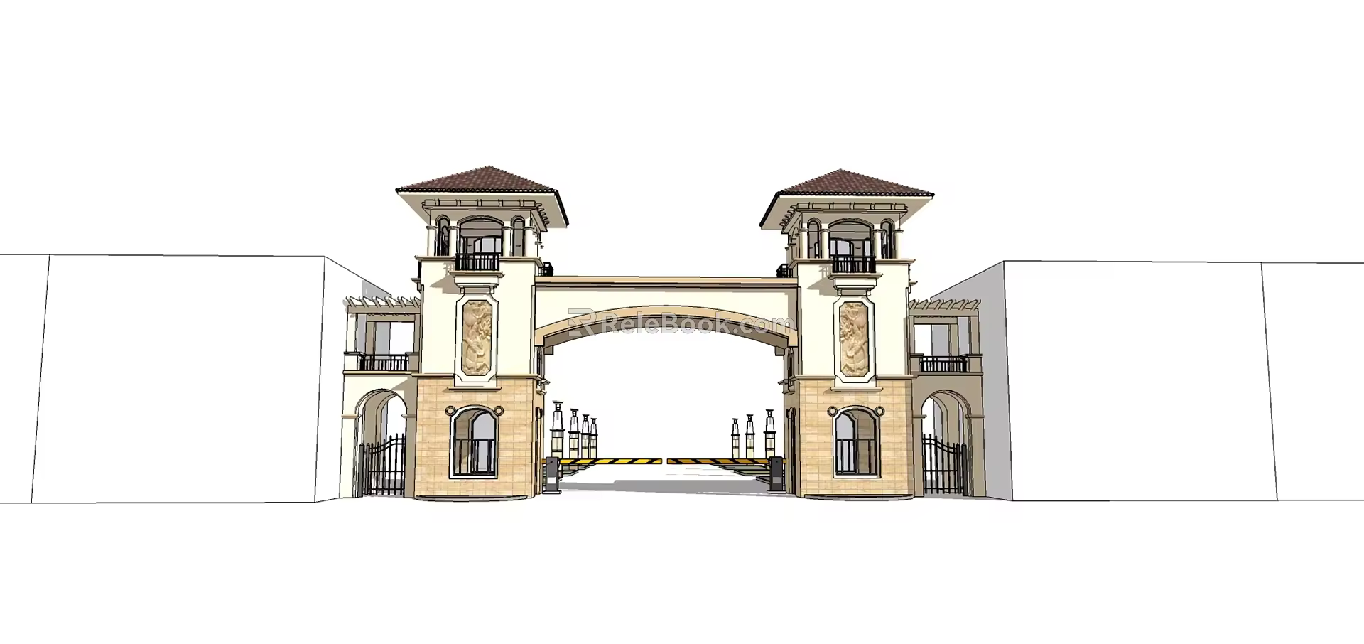 European-style Gate Entrance Gate Outdoor Arc de Triomphe Architecture Halal 3d model