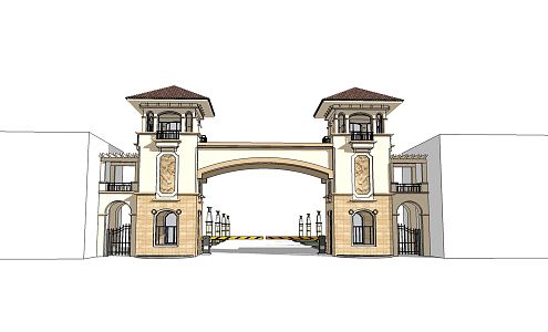 European-style Gate Entrance Gate Outdoor Arc de Triomphe Architecture Halal 3d model