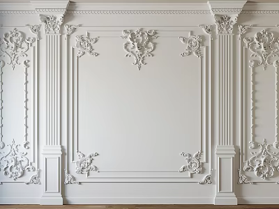 White European Decorative Wall Lines with Columns Relief Patterns and Frame Structure 3d model
