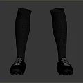 Black Long Socks with Black Football Shoes for Sports Athletic Wear