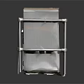 Gray Metal Storage Cabinet With Metal Frame Legs And Worn Lock Surface