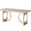 Modern Wooden Dining Table With Rectangular Top And Circular Hollow Legs