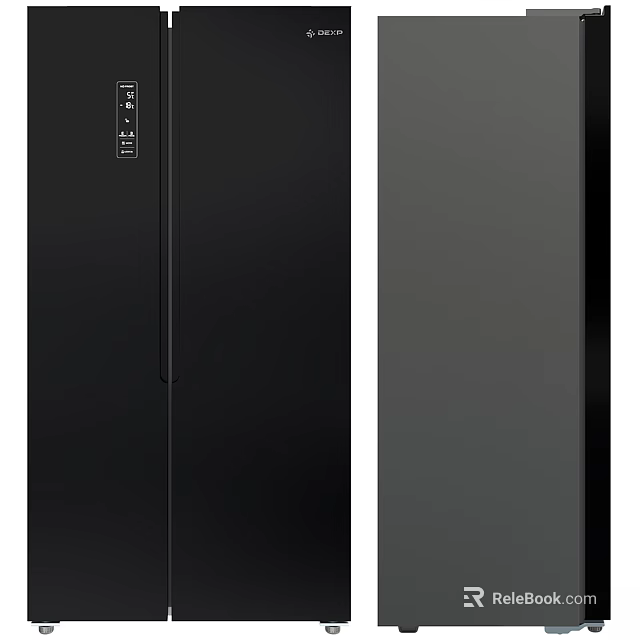Sleek Modern Black Refrigerator Freezer With Smooth Surface And Contemporary Design 3d model