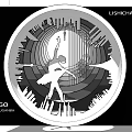 Elegant Round Clock Design With Ballet Dancer Silhouette And Cityscape In Black White Gray