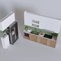 Modern Kitchen Interior With Wooden Cabinets Refrigerator Microwave Sink And Stove