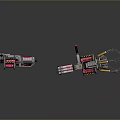 Mechanical Sci Fi Weapons Featuring Pink Silver Color And Detailed Components 3d model