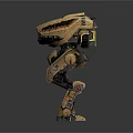 3D Robot Character With Brown Mechanical Structure And Futuristic Head Design