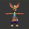 Colorful 3D Cartoon Kangaroo Character With Large Ears Tool Belt And Arms Outstretched