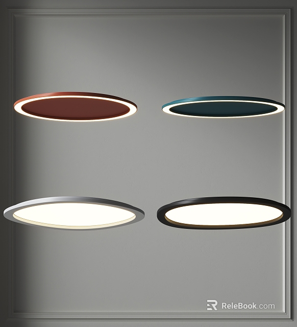 Modern Round Flush Mount Ceiling Lights With Multiple Color Options For Home Decor 3d model 