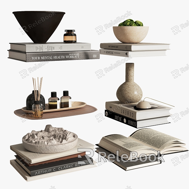 Book Ornaments Ornaments Books Ceramic Utensils Vase Bowl Ornaments Furnishings Decorations model