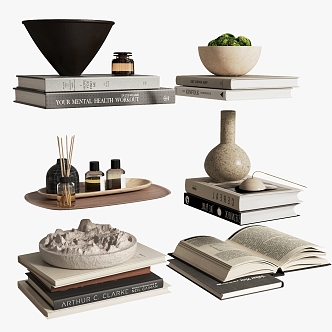 Book Ornaments Books Ceramic Utensils Vase Bowl Ornaments Furnishings Decorations 3d model