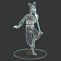 Rabbit Character Standing on Pink Base Holding Microphone in White Top and Light Blue Pants