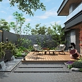 Courtyard Landscape Residential Landscape Home Courtyard Landscape Private Courtyard Landscape Plant Pile Landscape Green Plant Garden Landscape Flower Combination Garden Tree 3d model