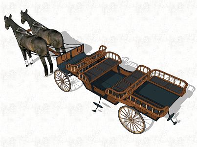 retro carriage classical western carriage 3d model