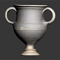 Ancient Terracotta Vase With Two Handles And White Base Worn Surface 3d model