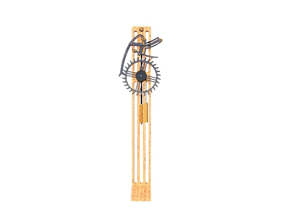 Modern Wooden Wall Clock With Black Gear Design And Hanging Pendulum Decor 3d model