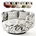 Elegant Single Sofa with Black White Pattern Plaid Geometric Cushions and Color Options
