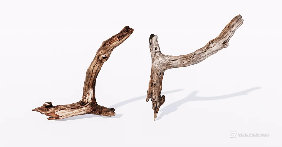Natural Wood Branches With Stone Like Texture And Rustic Appearance 3d model