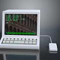White Laptop With Screen Displaying Green Data And Connected White Mouse 3d model