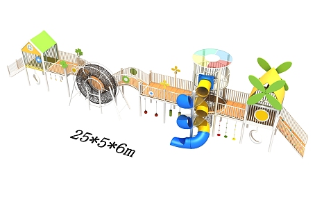 Kindergarten Amusement Facilities Combination Climbing Frame Slide Drill Cage Drill Net Physical Training Development Fun Bridge Rotary Slide 3d model