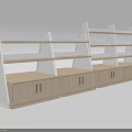 Modern Display Shelves With Wooden Cabinet Metal Frame And Multi Layer Design