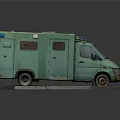 Green Ambulance Model With Blue Emergency Lights And Display Base