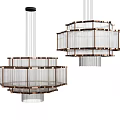 Modern Chandeliers With Metallic Frame And Transparent Glass Elements For Home Decor