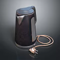 Stylish Dark Colored Electric Kettle With Copper Cord And Plug Design 3d model