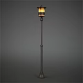 Vintage Outdoor Light With Tall Metal Pole And Decorative Lampshade For Garden Use