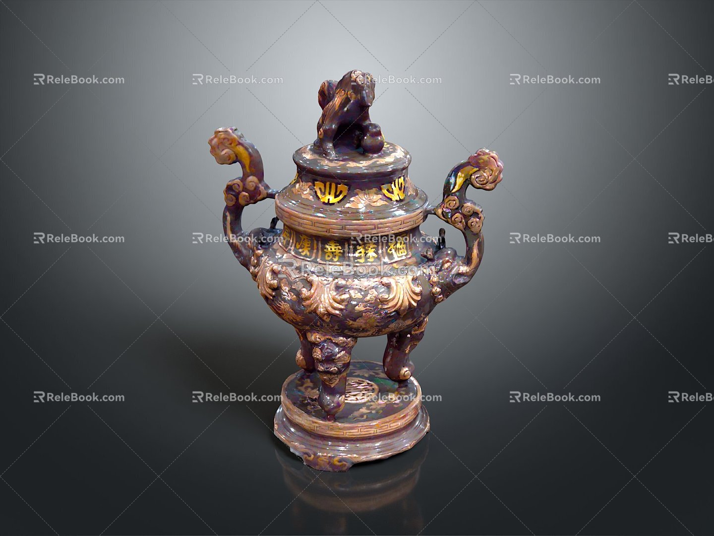 copper feeder incense burner copper article feeder realistic 3d model