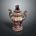 copper feeder incense burner copper article feeder realistic 3d model