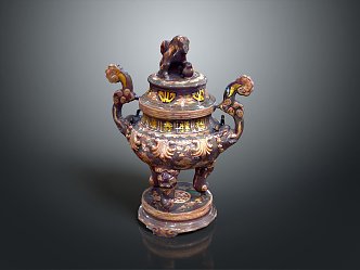 copper feeder incense burner copper article feeder realistic 3d model