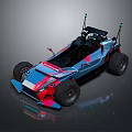 Open Top Blue Pink Race Car With Large Wheels Roll Cage And Antennas