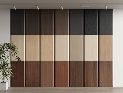 Wooden Wall Panels With Various Wood Grain Colors For Modern Interior Design 3d model