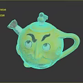 Yellow Ceramic Teapot Furniture Featuring Facial Expression And Astronaut Decoration Red Spout USA Design