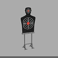 Human Silhouette Shooting Target With Bullseye Markings And Metal Stand