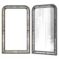 Pair of Rectangular Mirrors with Distressed Metal Frames and Reflective Surfaces