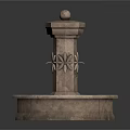 Stone Fountain With Round Top Sphere And Carved Octagonal Basin Design