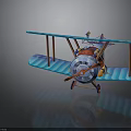 Blue Biplane Model With Vintage Design For Aerospace Collection And